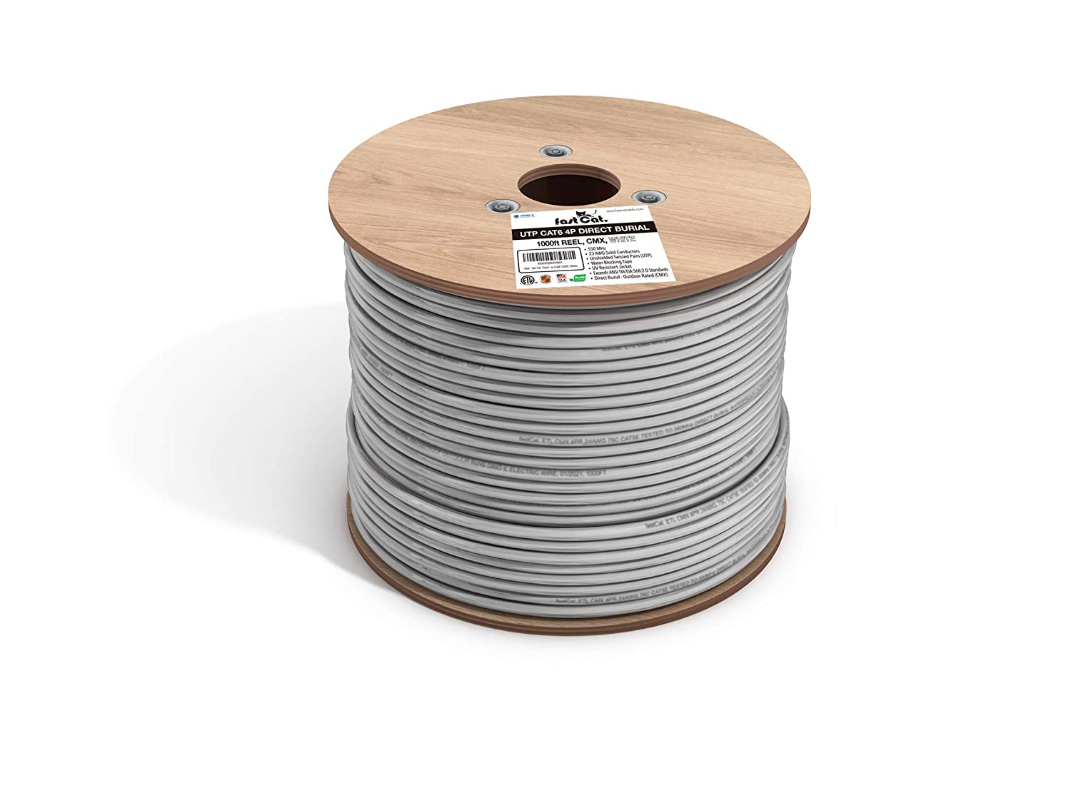Fast Cat. Cat6 Direct Burial Outdoor Ethernet Cable - 1000Ft Waterproof Cat6 Cab