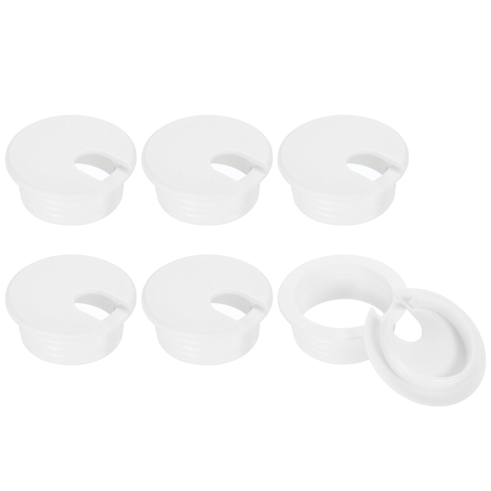 6Pcs 38mm Cable Hole Cover ABS Desk Cable Wire Cord Grommet for Wire, White