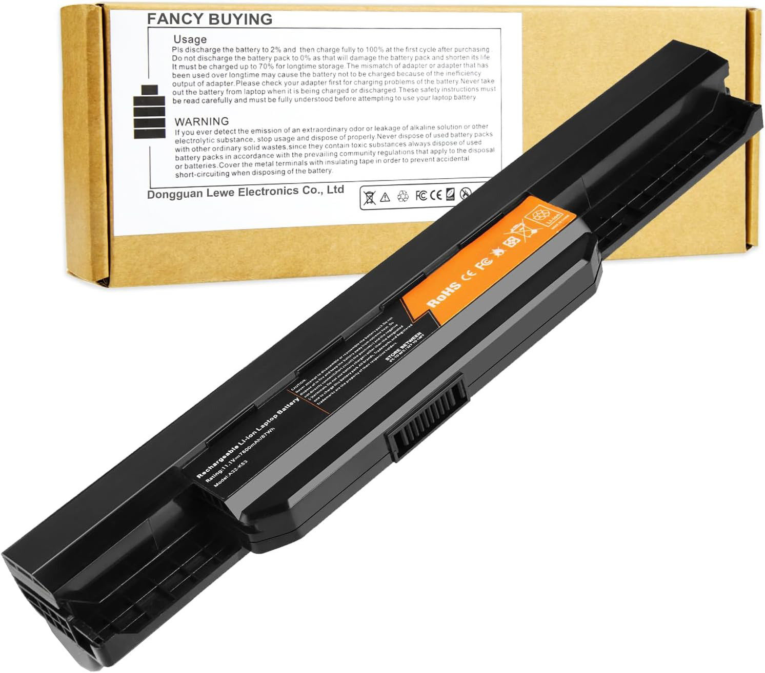7800mAh 9-Cell New Laptop Battery Replacement for Asus K53 K53E X54C X53S X53 K5
