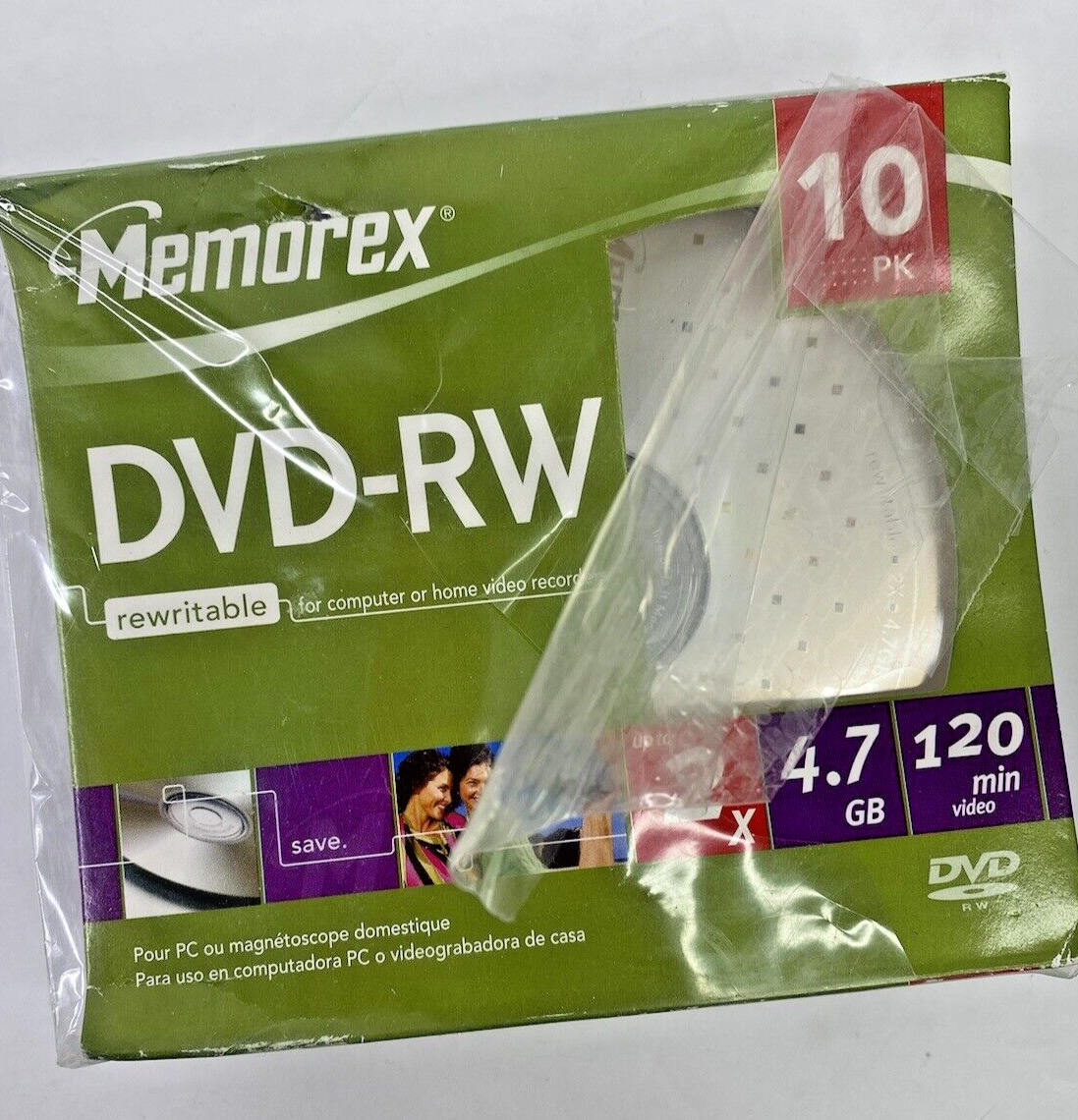 NEW 8 pk Memorex DVD-RW 2x 4.7GB 120min Storage Media Rewritable Discs Open Box