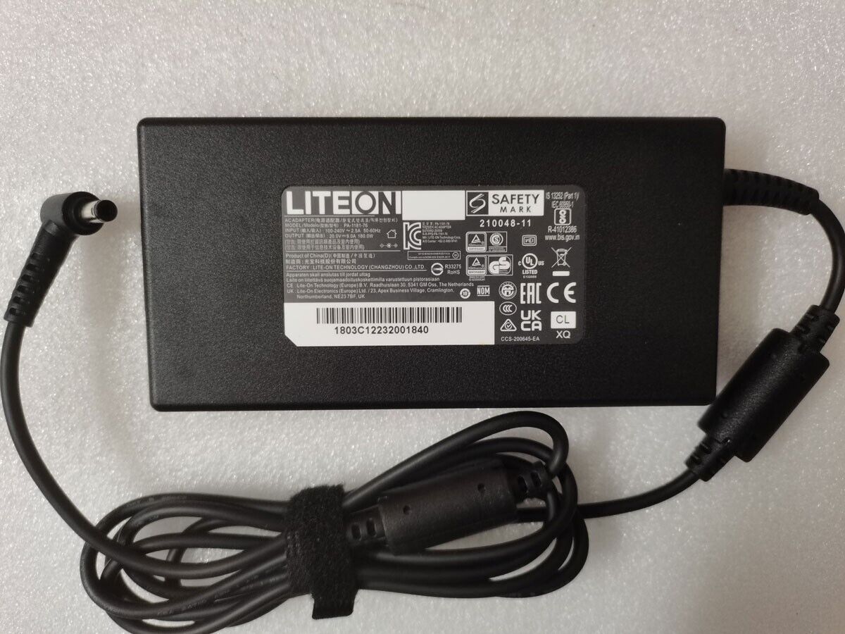 For MSI GF75 Thin 10UD 10UC Laptop AC Adapter Original LITEON 20V 9A PA-1181-76