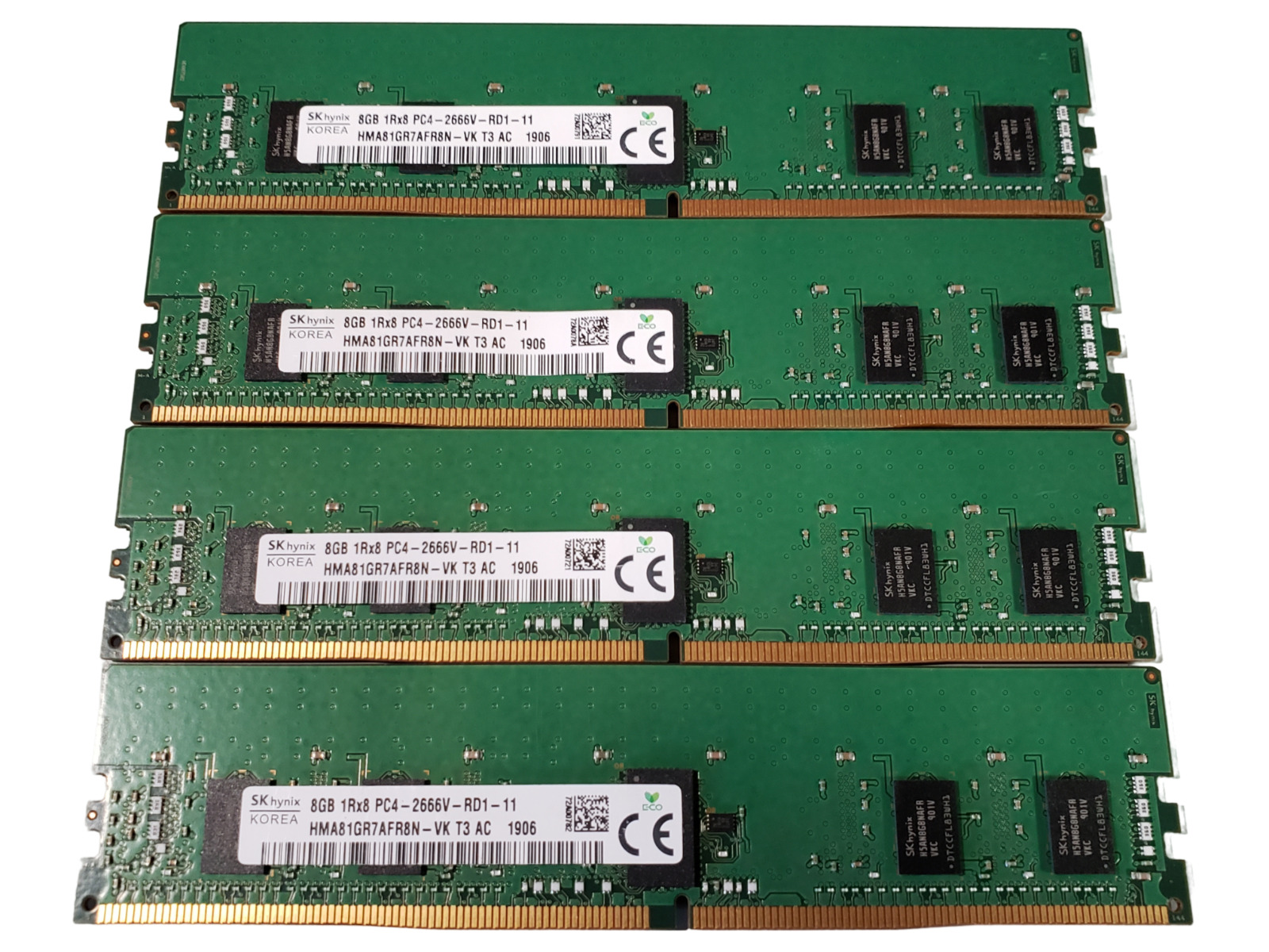 (4 Piece) SK Hynix HMA81GR7AFR8N-VK DDR4-2666V 32GB (4x8GB) Server Memory