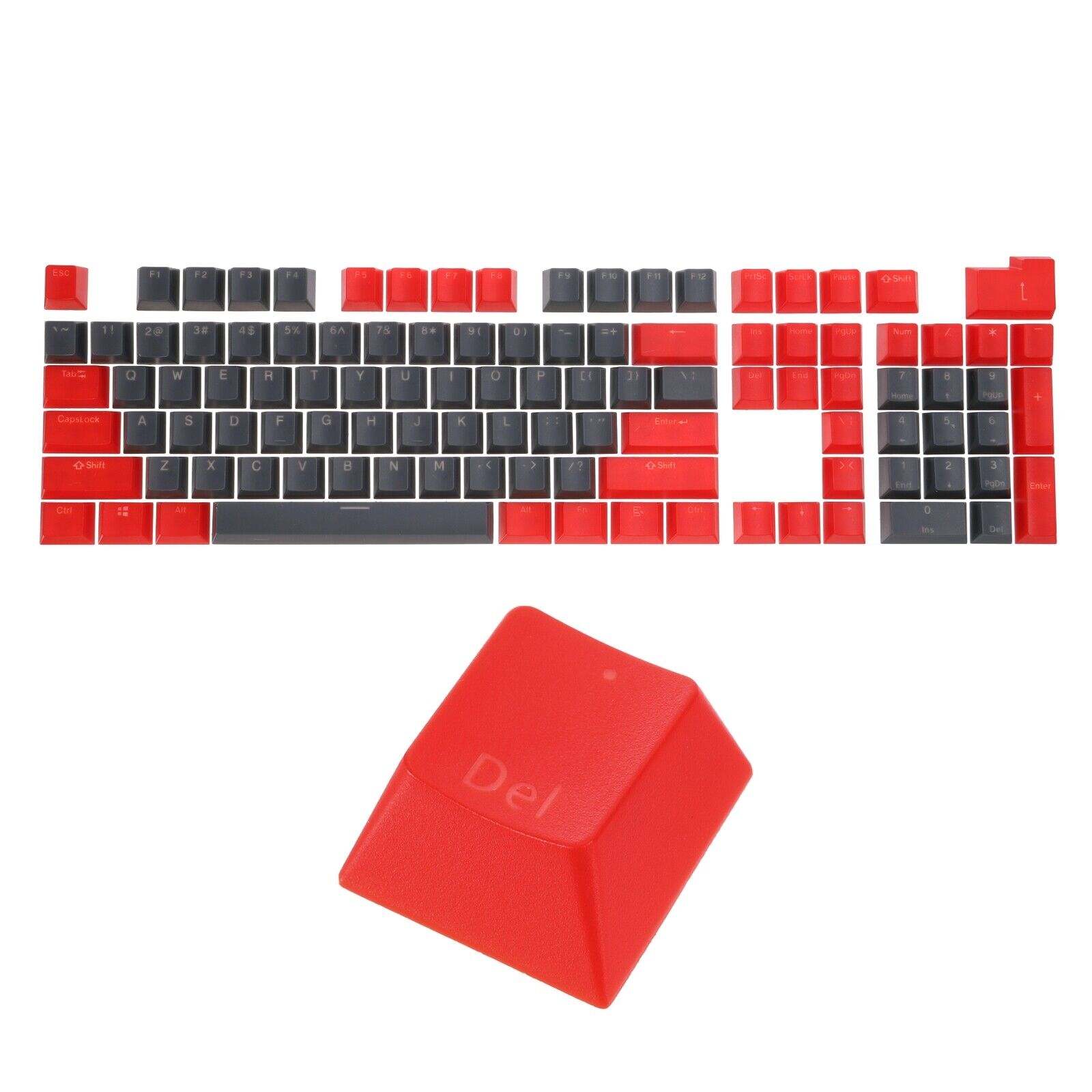 104 Keys Pudding Keycaps for Mechanical Keyboard Layout, Grey & Red