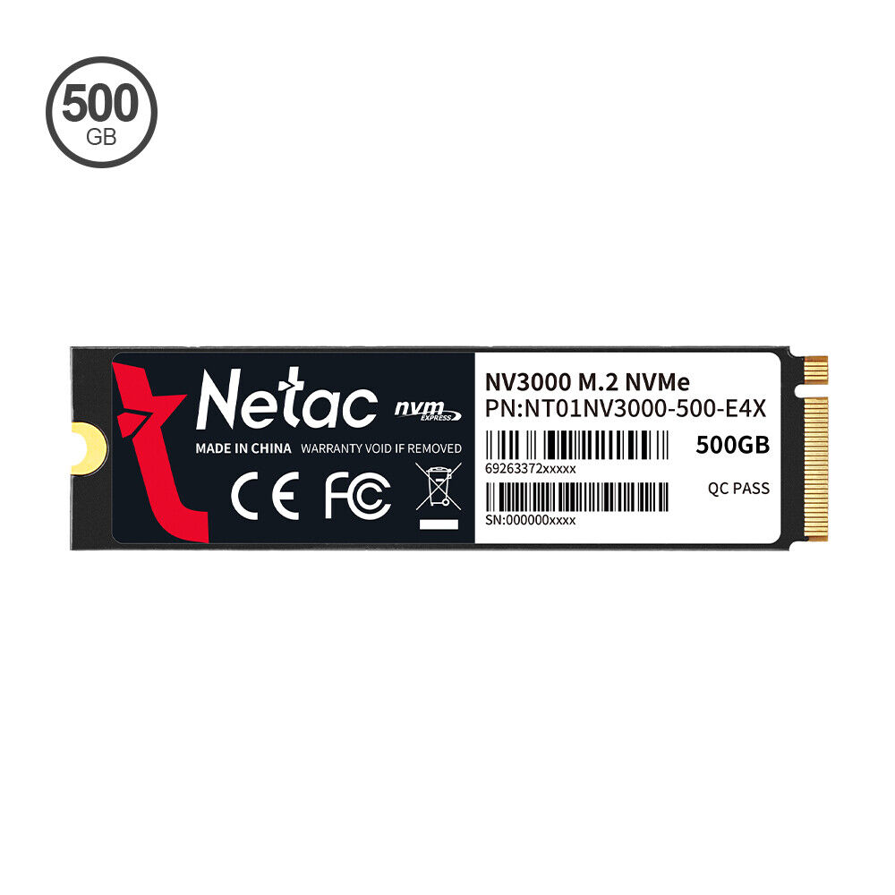 Netac Internal SSD 500GB Solid State Drive M.2 2280 PCIe Gen 3 x4 NVMe 3100MB/s