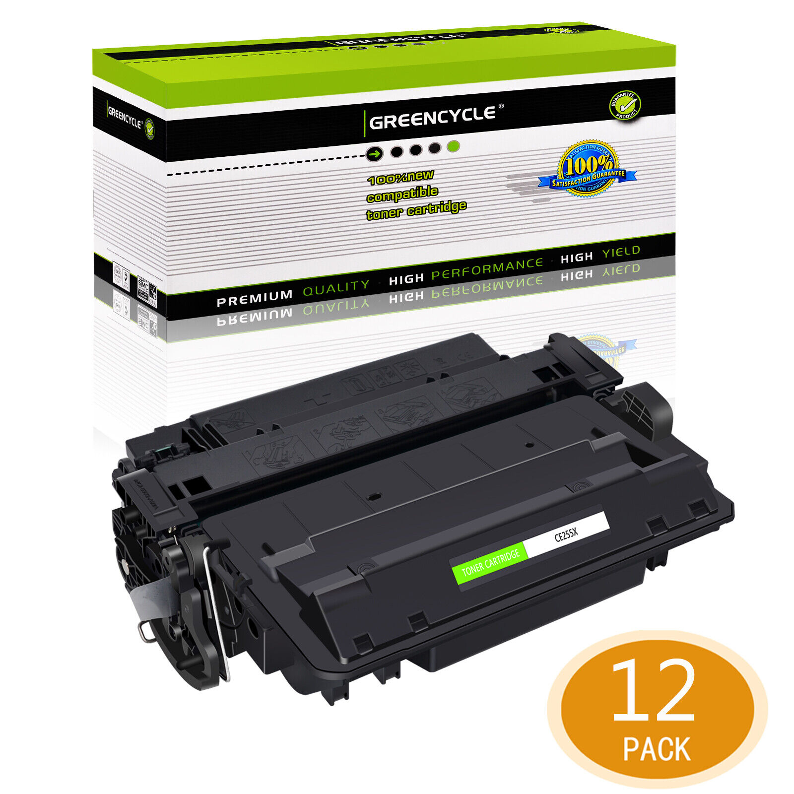 12PK CE255X Toner Cartridge for HP 55X LaserJet P3015 P3015d P3015dn P3015n