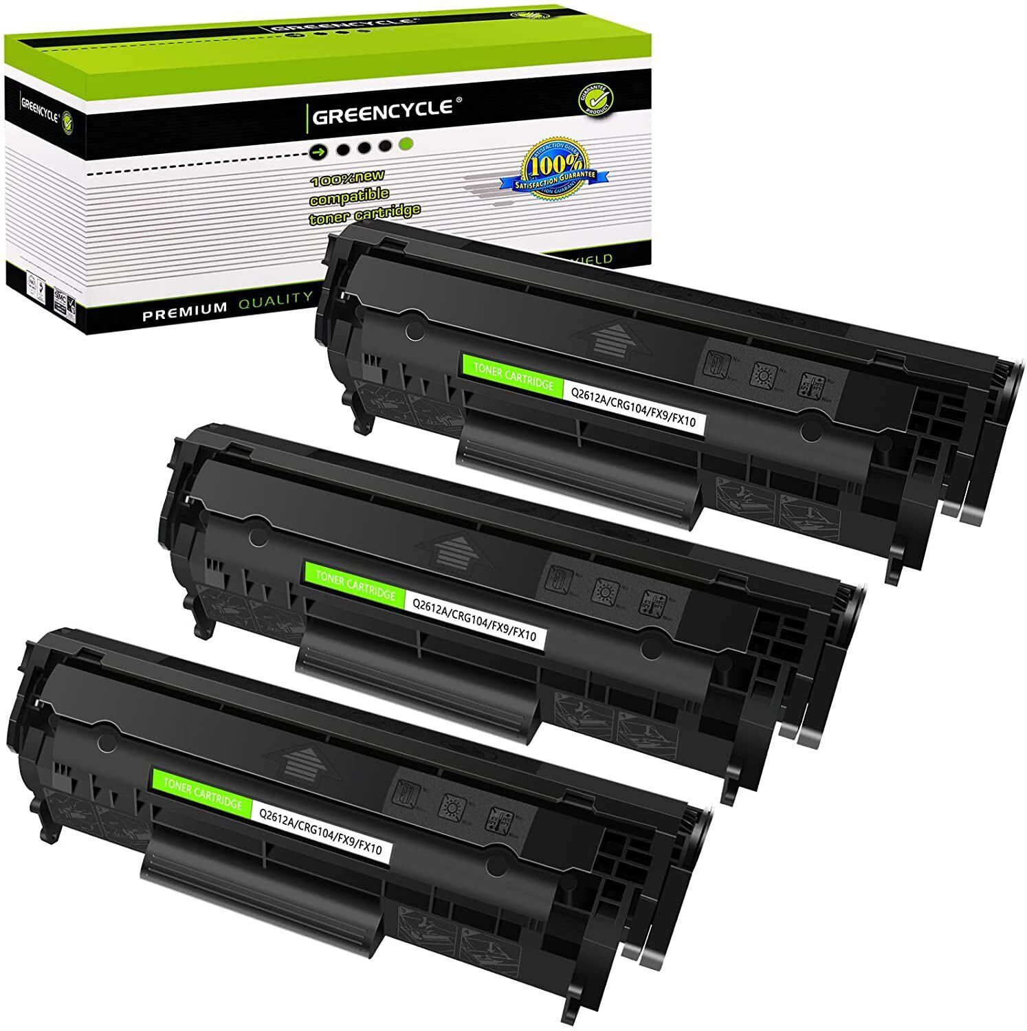 GREENCYCLE 3PK Q2612A 12A BK Toner Cartridge Fits for HP LaserJet 1012 1020 3020
