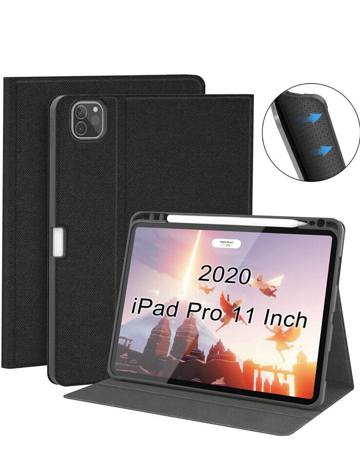 Hot Supveco iPad Pro 12.9 Case with Pencil Holder 2020 & 2018 - Black Color