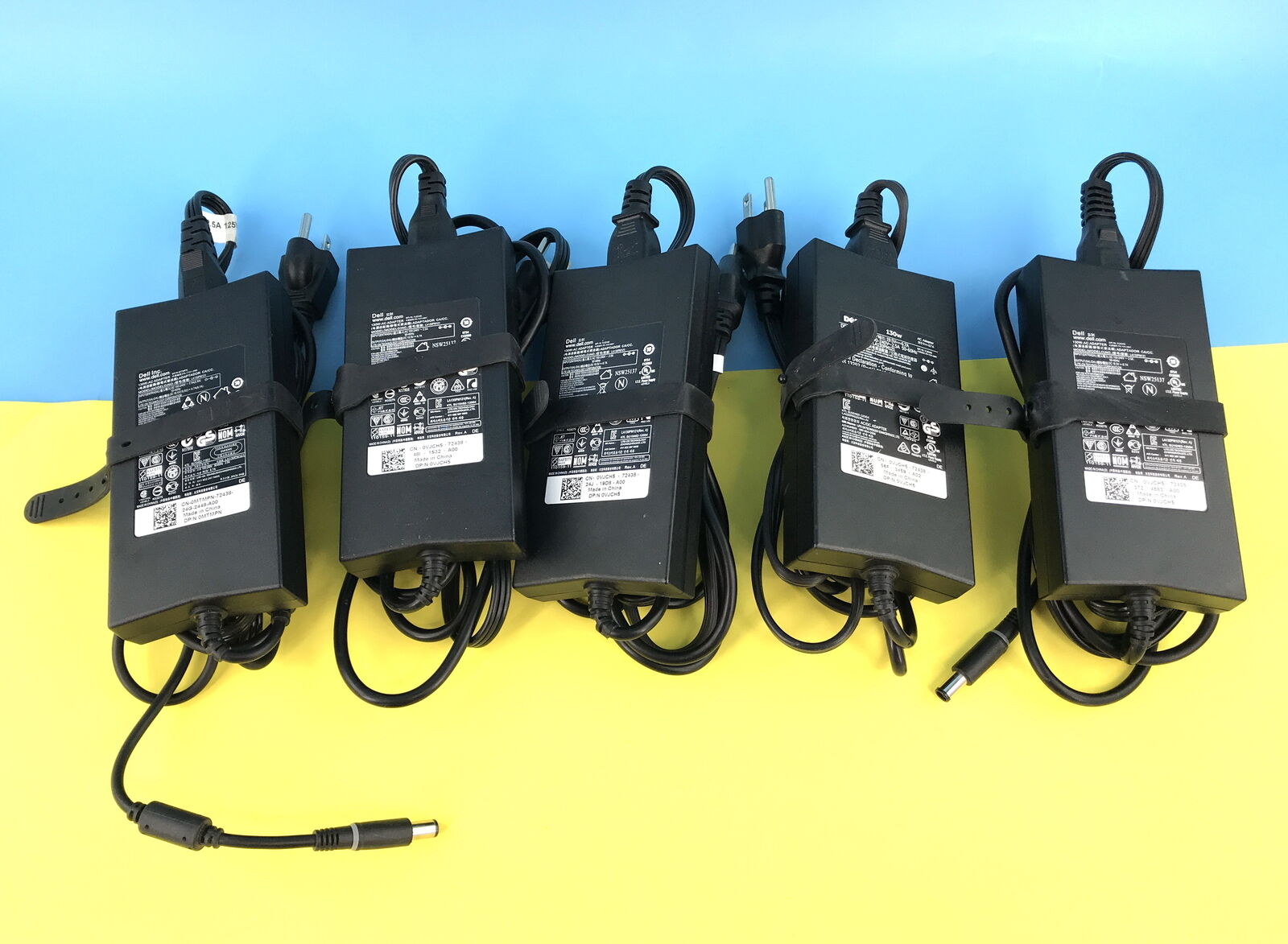 Lot of 5 Genuine Dell AC Power Adapter LA130PM121 130W, 19.5V-6.7A Black #L1331