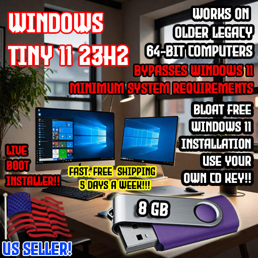 Windows Tiny11 2024 Edition Fully Fuctional 23H2 Bloat Free Install USB or DVD