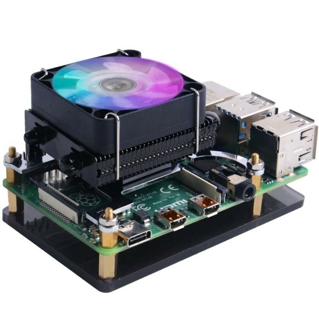 Geeekpi Raspberry Pi 3 & 4 Fan, Low-Profile Cpu Cooler With Rgb Cooling (Black)