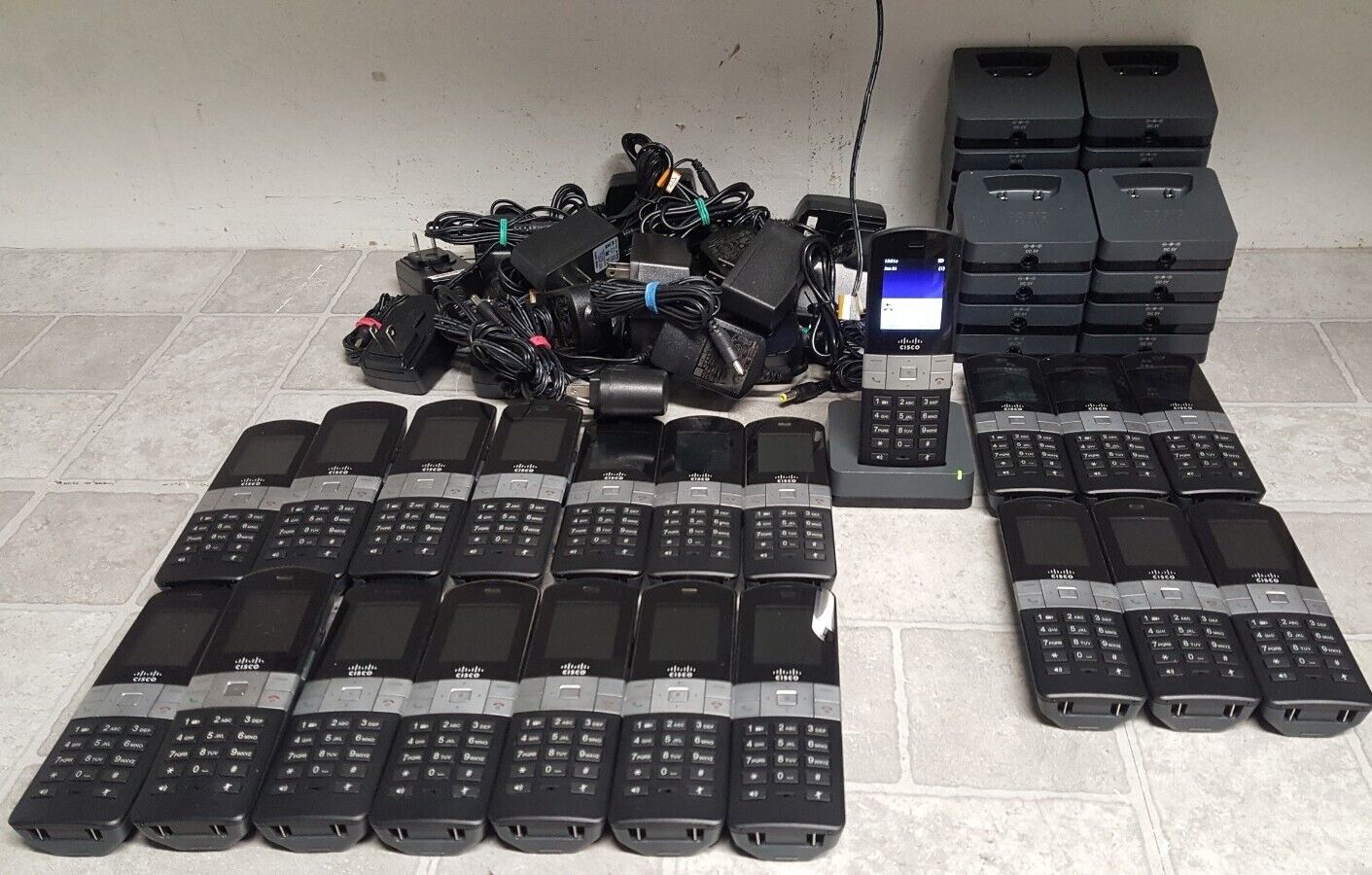 Lot of 21 Cisco SPA302D Multi-Line DECT Handset Phone w/Adapters NO BATTERIES 