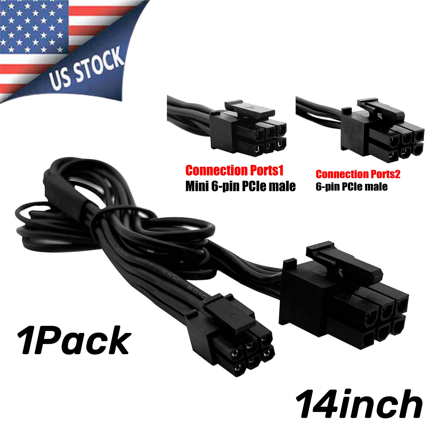 Mini 6-Pin to 6-Pin PCI Express Video Card Power Adapter Cable For Motherboard