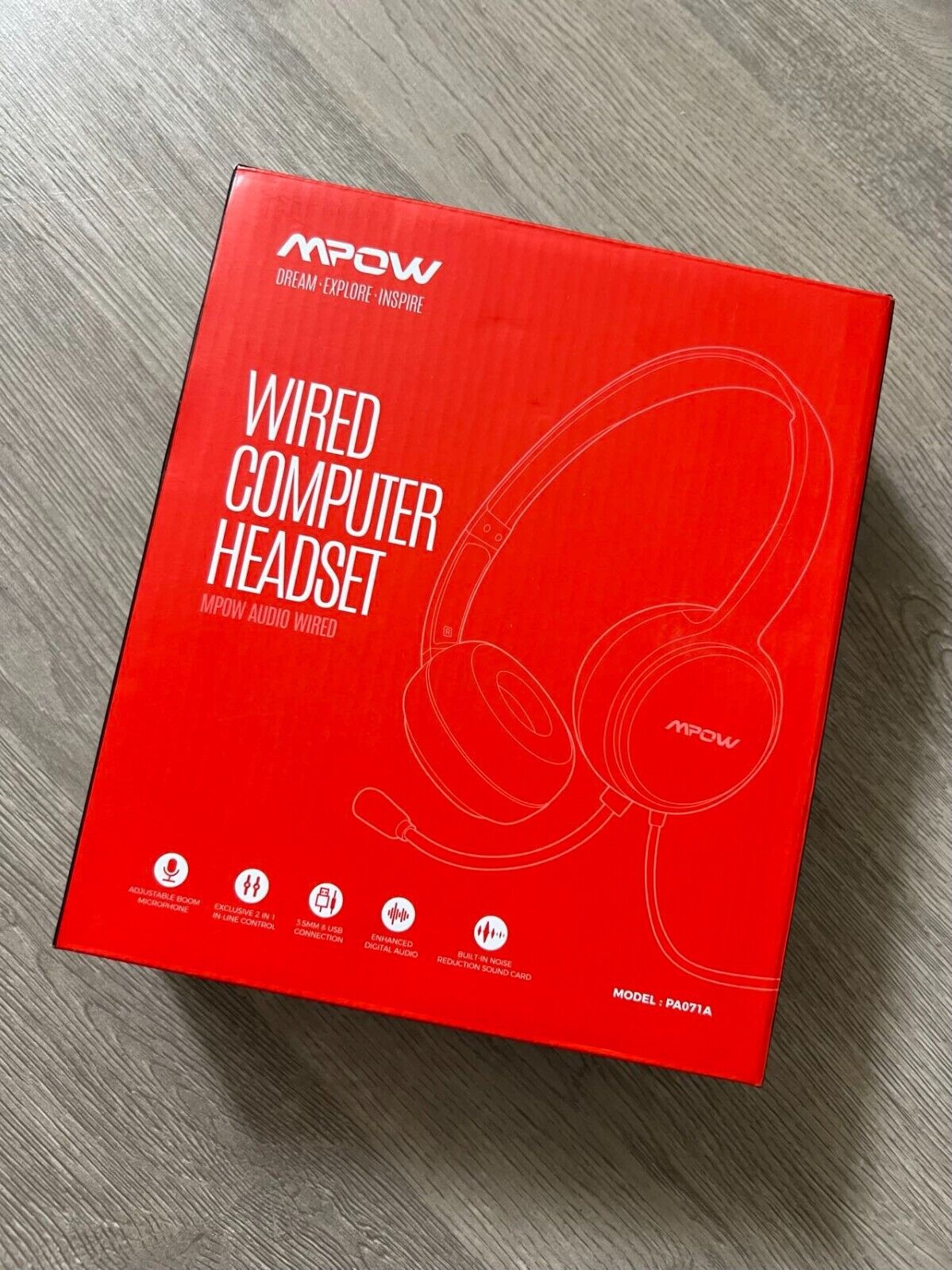 MPOW USB Wired Computer Headset - Noise Reduction, USB PA071A brand new