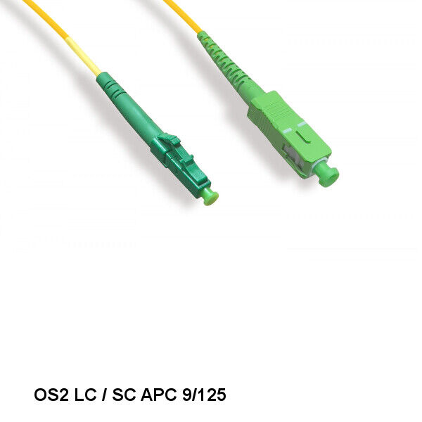 Kentek 5 Meter LC/SC APC OS2 9 /125 Simplex Single-Mode Fiber Optic Cable OFNR