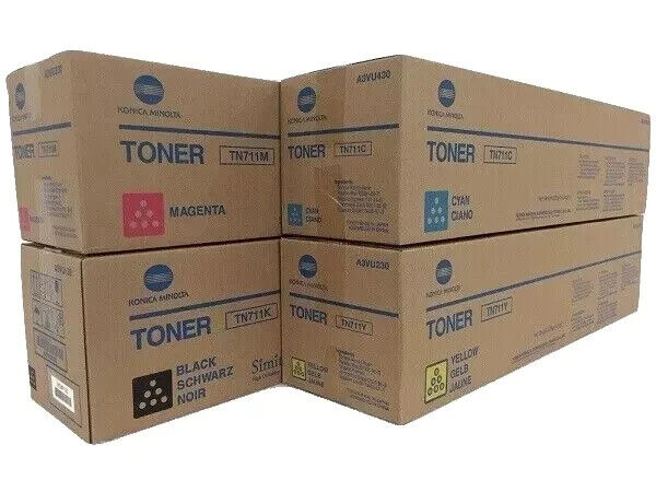 New Genuine Konica Minolta TN711 CMYK Toner Set  C654 C754 (All 4 Colors)