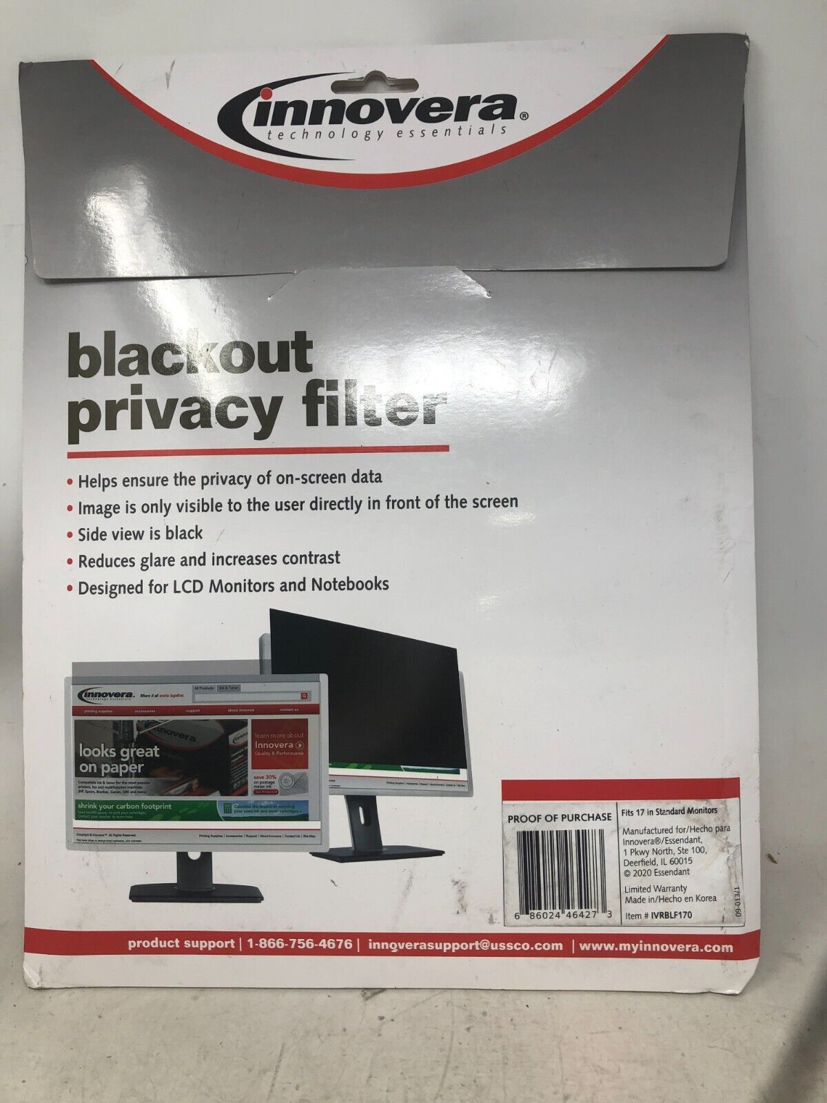 Innovera Blackout Privacy Filter Size 17\