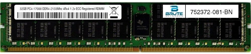 752372-081 - HP Compatible 32GB PC4-17000 DDR4-2133Mhz 4Rx4 1.2v ECC LRDIMM