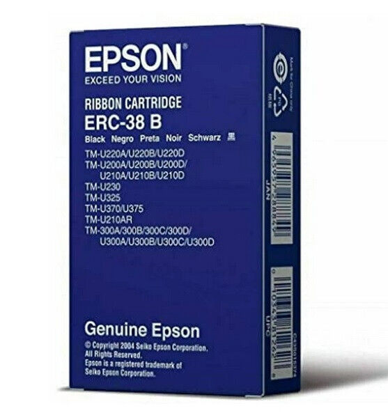 Genuine Epson ERC-38B Ribbon Cartridge Black - 3/6/10 pK option, See Description