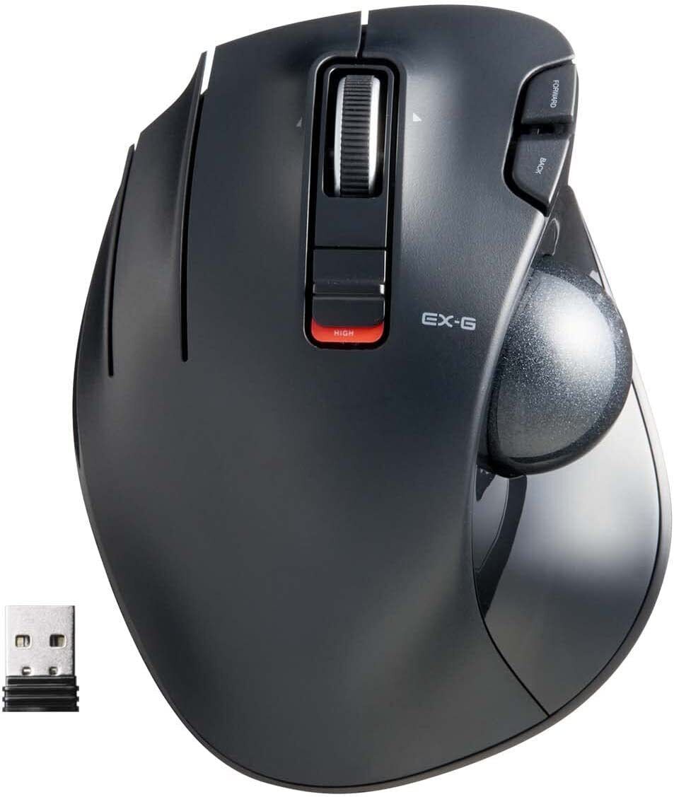 ELECOM Left-Handed 2.4GHz Wireless Easy Thumb Control Trackball Mouse, Scul