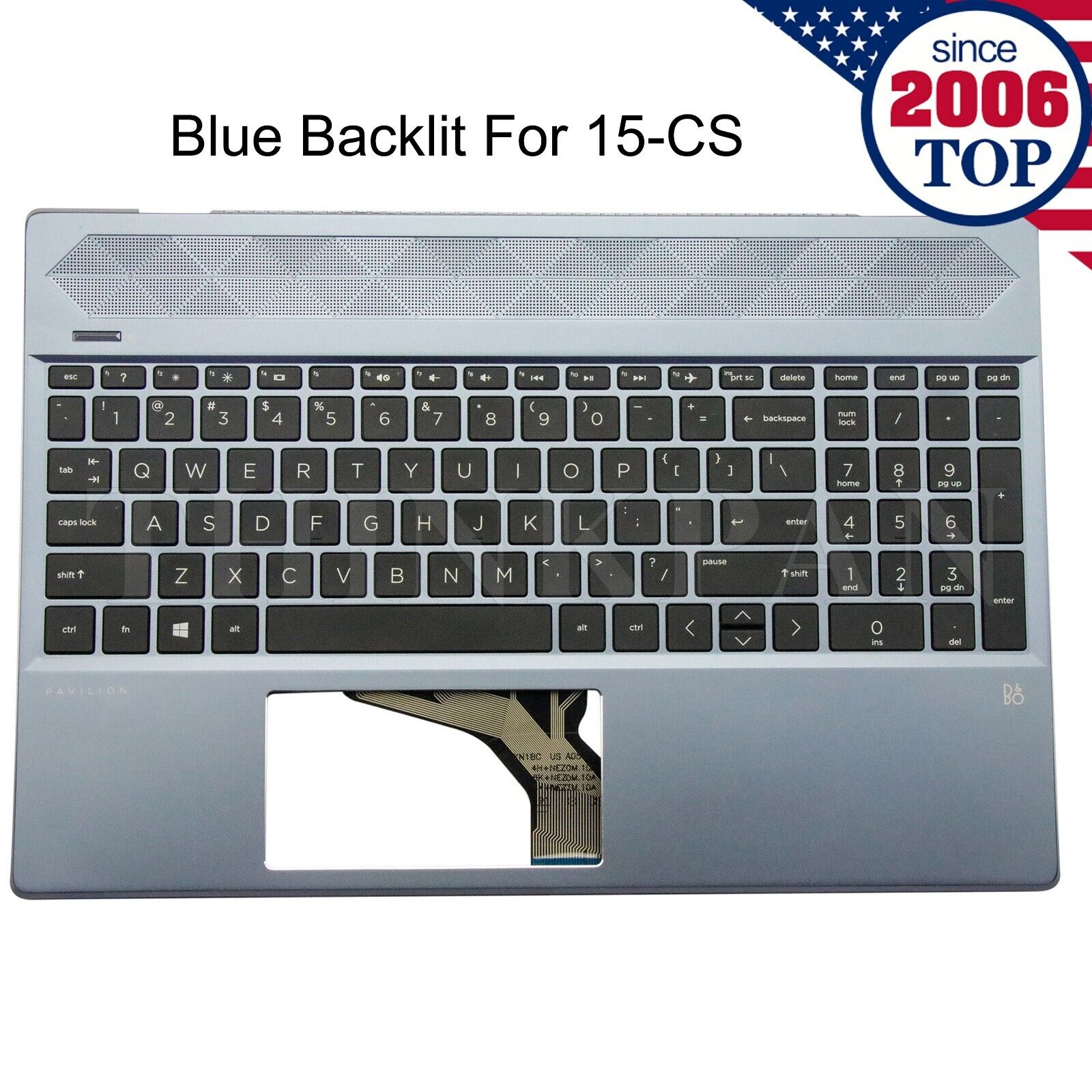 New HP Pavilion 15-CS 15T-CS 15-CW 15-CS3073CL Palmrest Keyboard W Backlit Blue