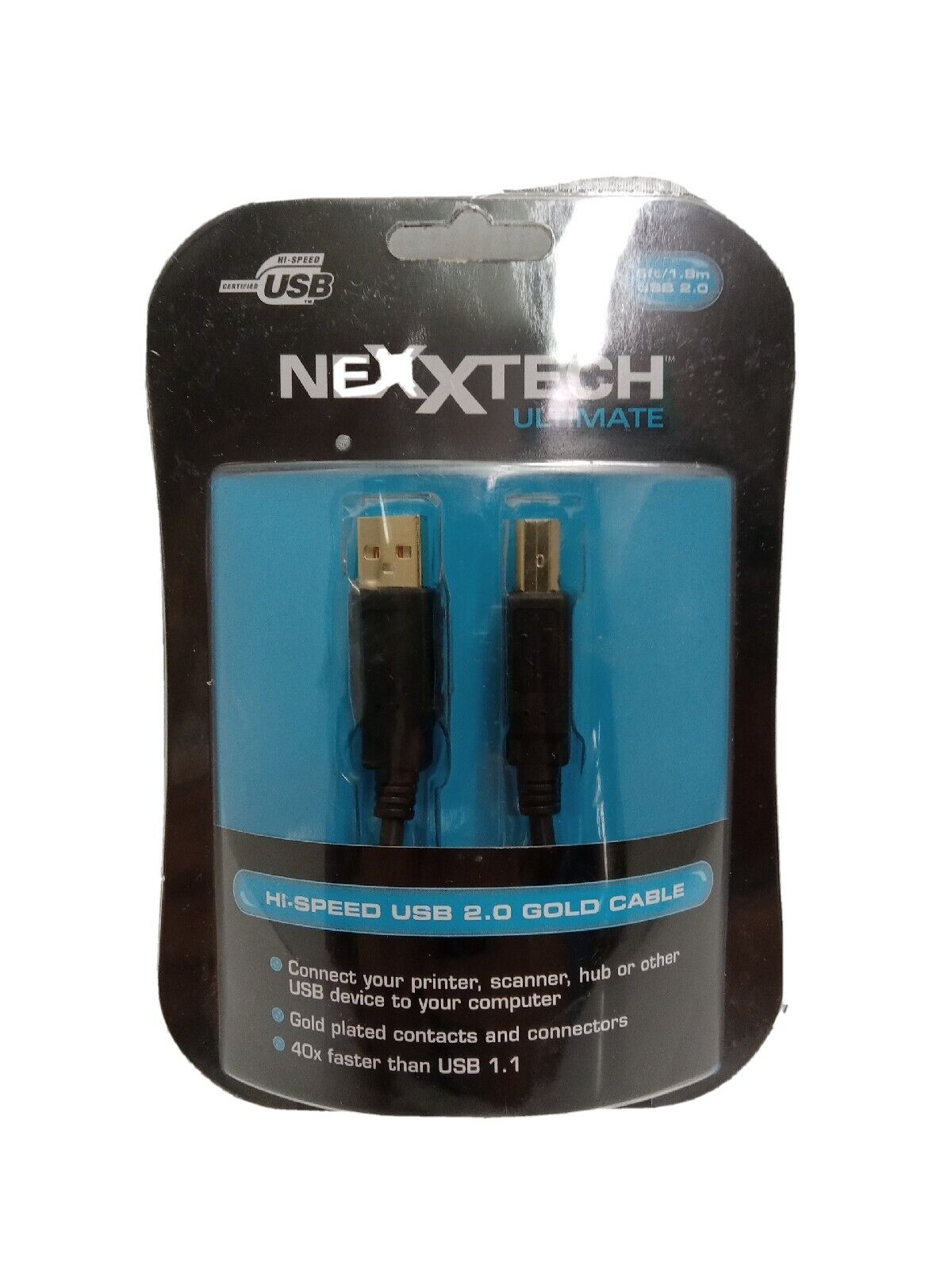 Nexxtech Ultimate 6 Ft / 1.8m Hi-Speed USB 2.0 Gold Cable