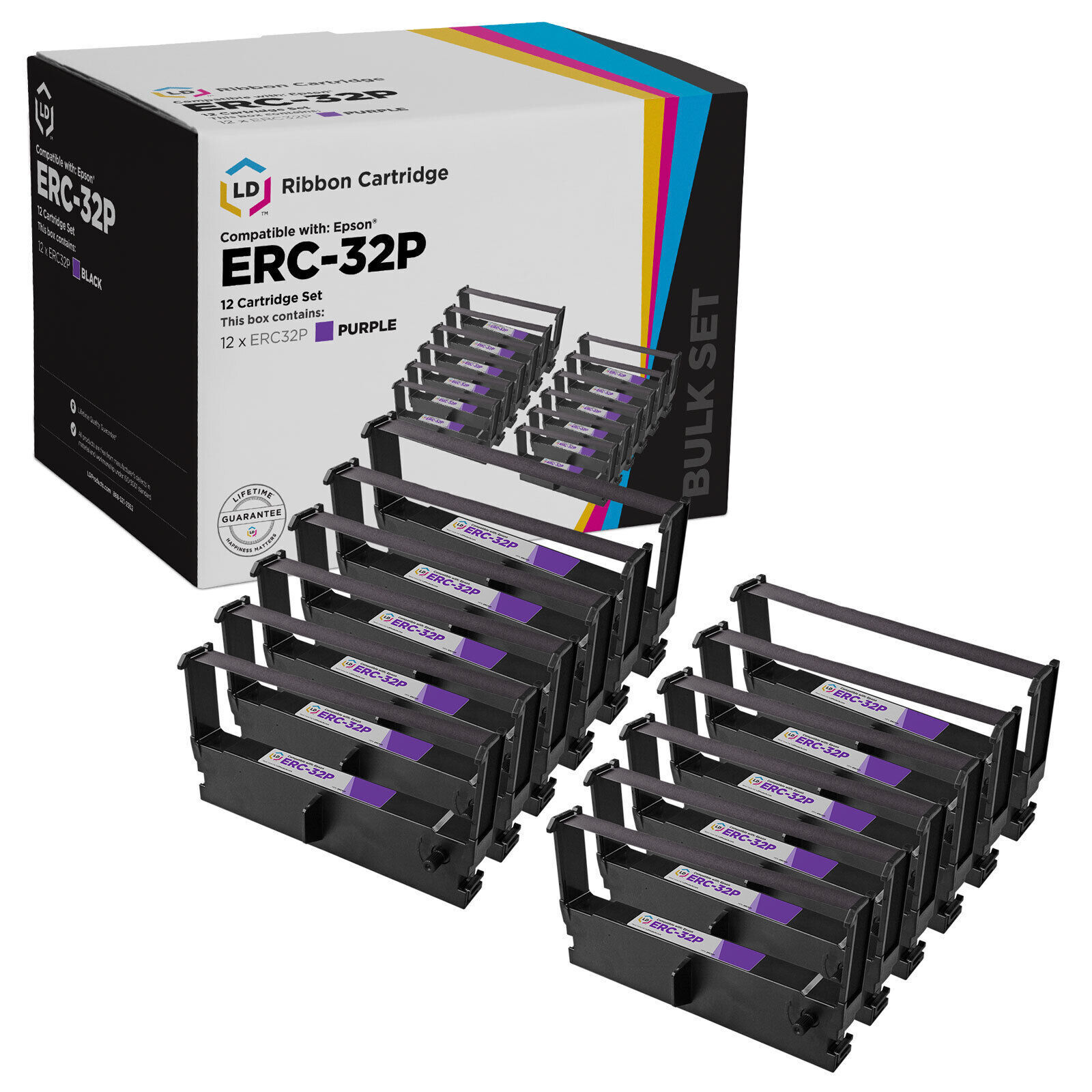 LD 12 Pack ERC-32P Purple Ribbon for Epson ERC32 M820 TM-935 TM-H6000 TM-H6000II