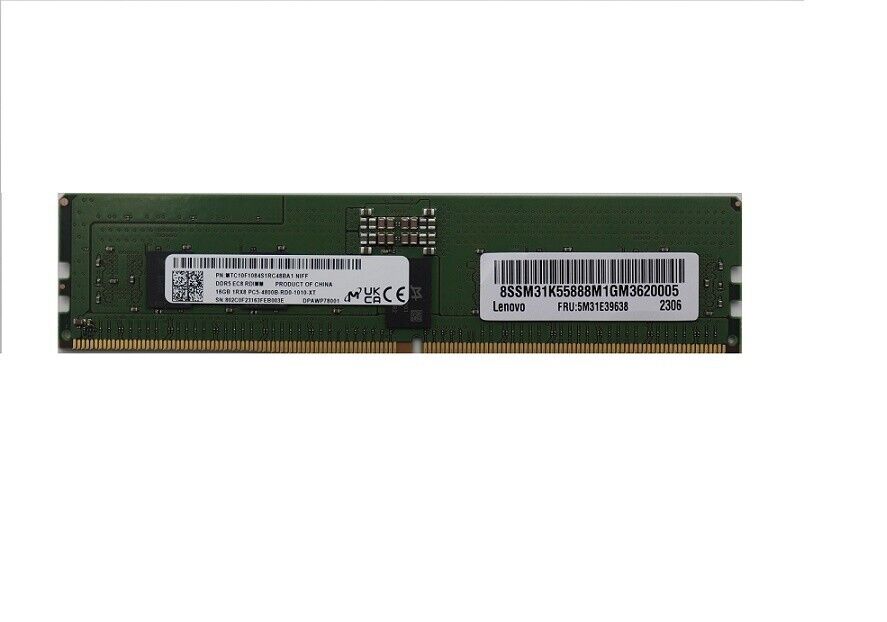 Open Box 16GB Lenovo DDR5-4800MHz 1RX8 ECC Reg RDIMM Memory 5M31E39638 Micron