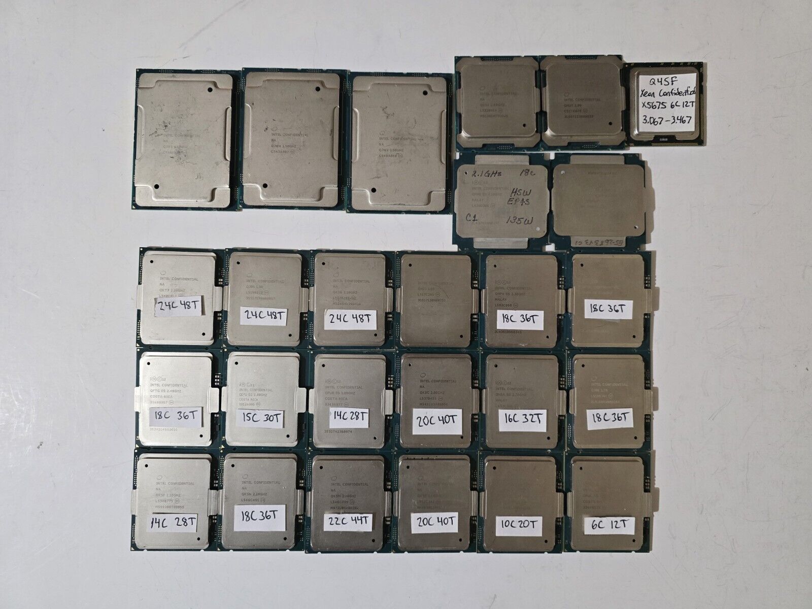 Lot of 26 - Intel ES Qualification CPUs Processors for Collection UNTESTED