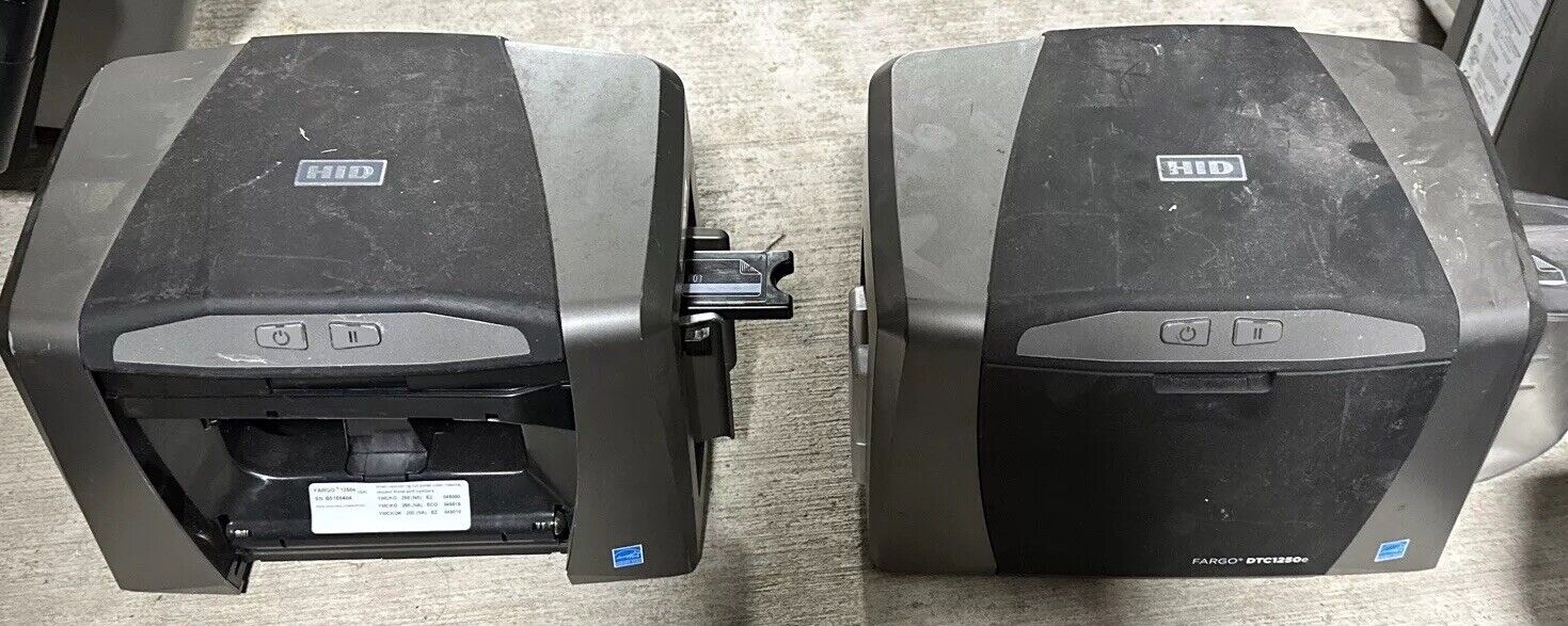 Lot 2 HID Fargo DTC1250e Color Dual-Sided USB ID Card Thermal Printers For Parts