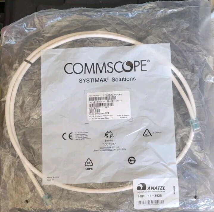 COMMSCOPE CAT6A Patch Cable White 5FT 360GS10E-WH-5FT