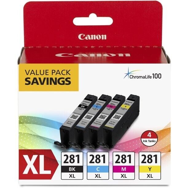 Canon CLI-281 XL BKCMY 4-Color Tank Value Pack (2037C005)