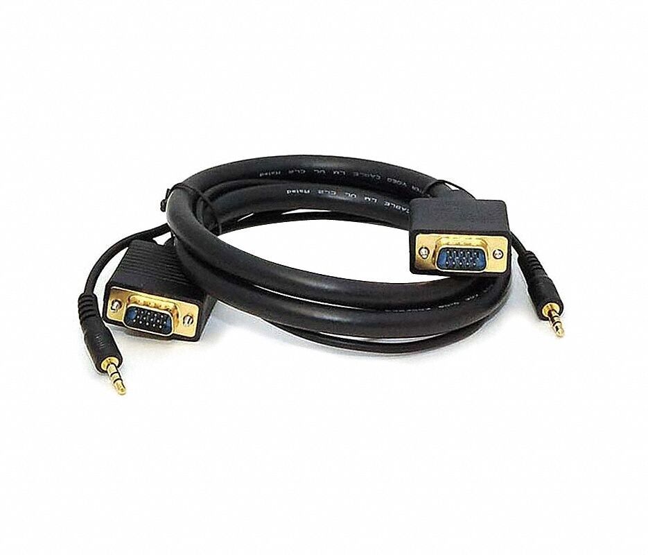 Monoprice (556) 3Ft. SVGA & 3.5mm Stereo Audio Male-Male PC Video Cable - QTY 19