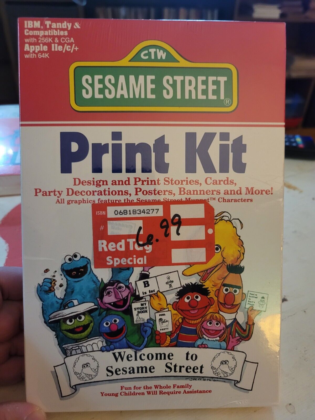 Sesame Street Print Kit IBM, Tandy, Apple II. SEALED  1988