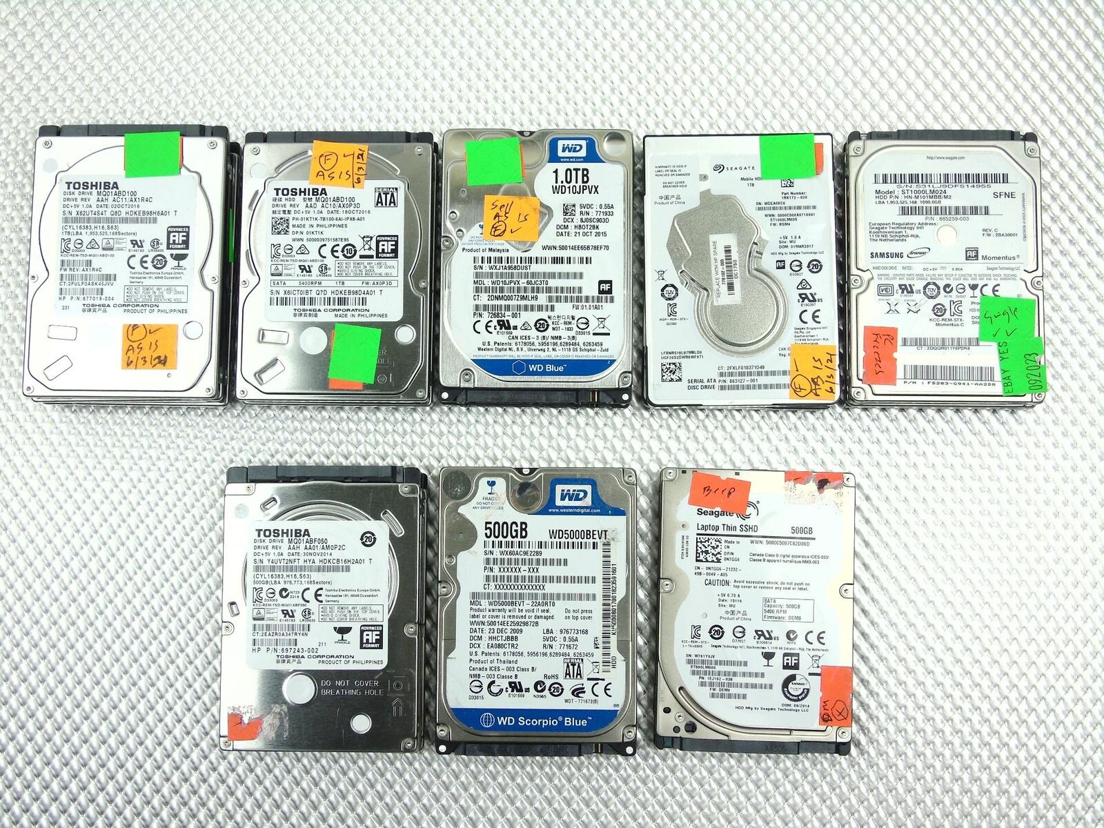 Lot of 19 - Misc. Brands 500GB to 1TB Laptop 2.5