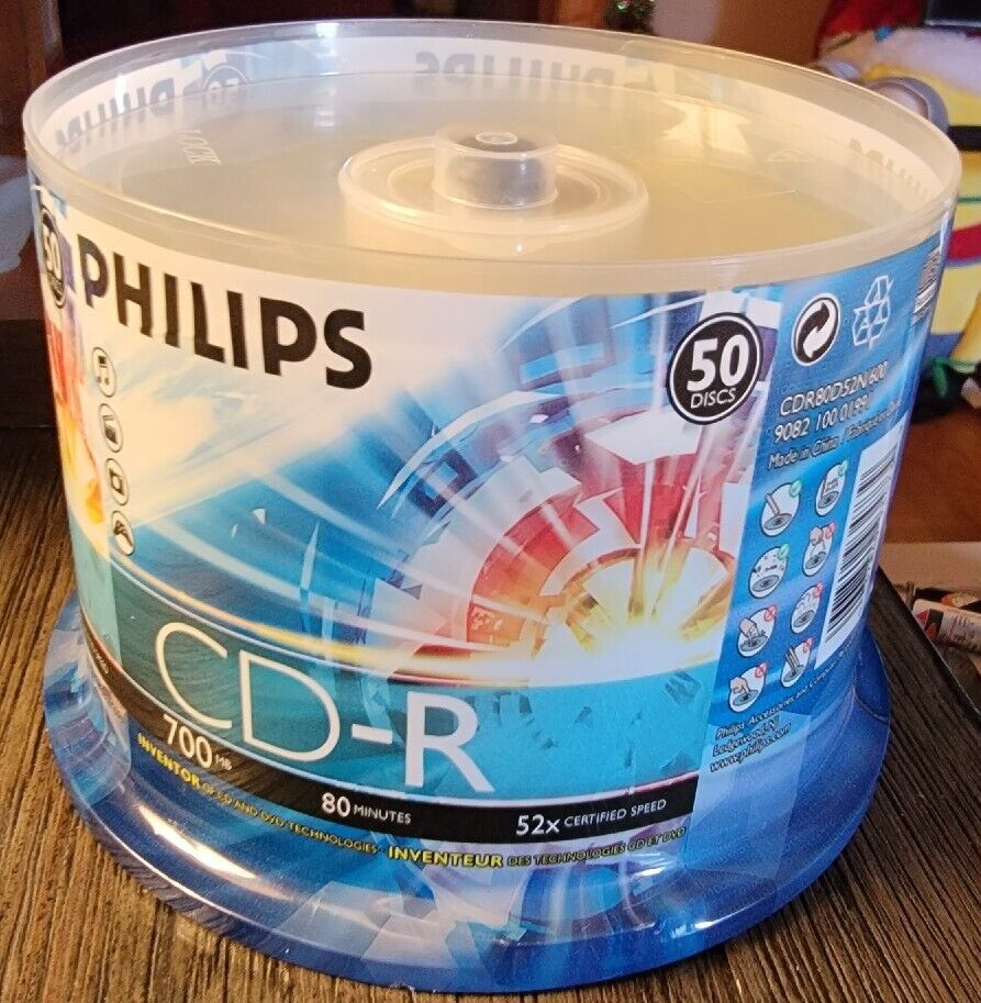 Philips CD-R 50 Pack 700 MB 80 Min 52x Brand New Factory Sealed - Blank Discs