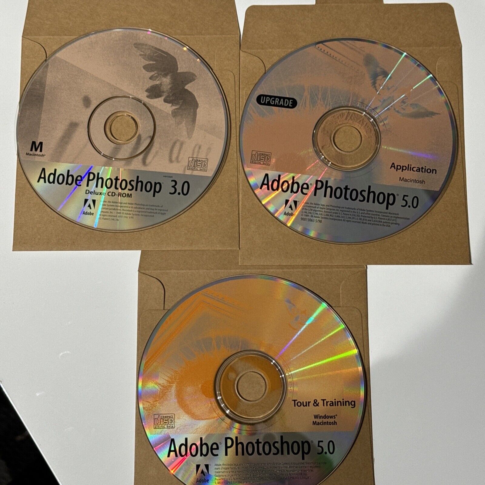 Adobe Photoshop 3.0 5.0 Upgrade & 5.0 Tours &Training CDs | No License Disc Only
