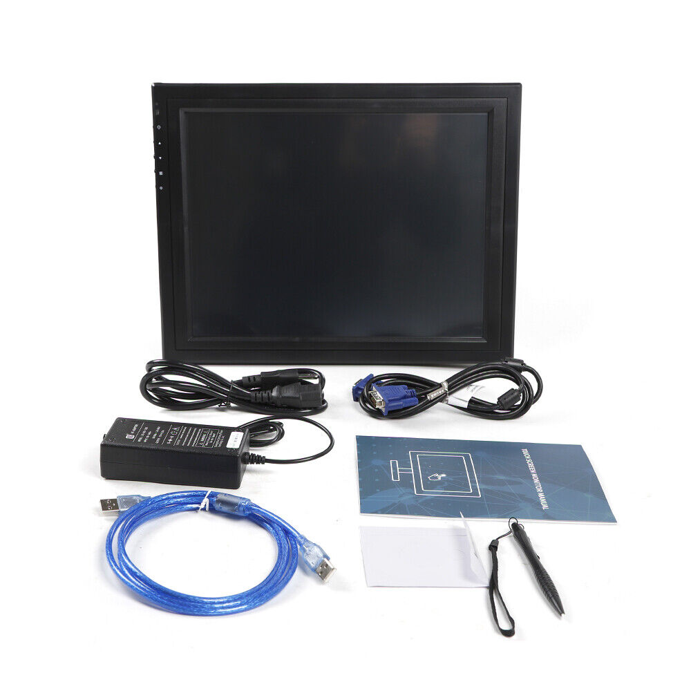 Portable 17inch Touch Screen LCD Display LED Monitor USB VGA POS Windows7/8/10