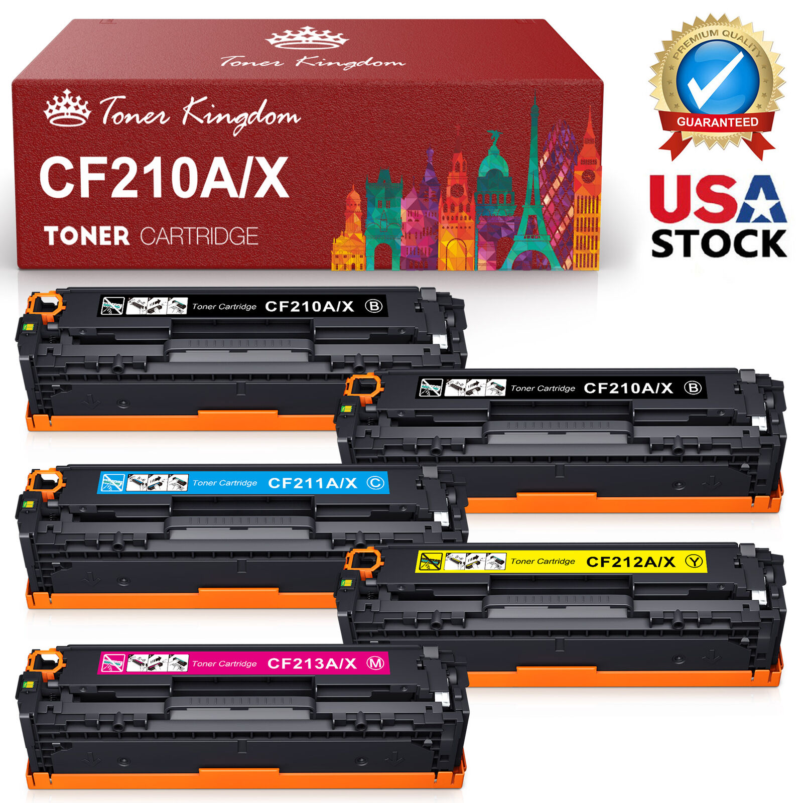 5PK High Yield CF210X 131X Toner For HP Color LaserJet Pro 200 M251nw MFP M276nw