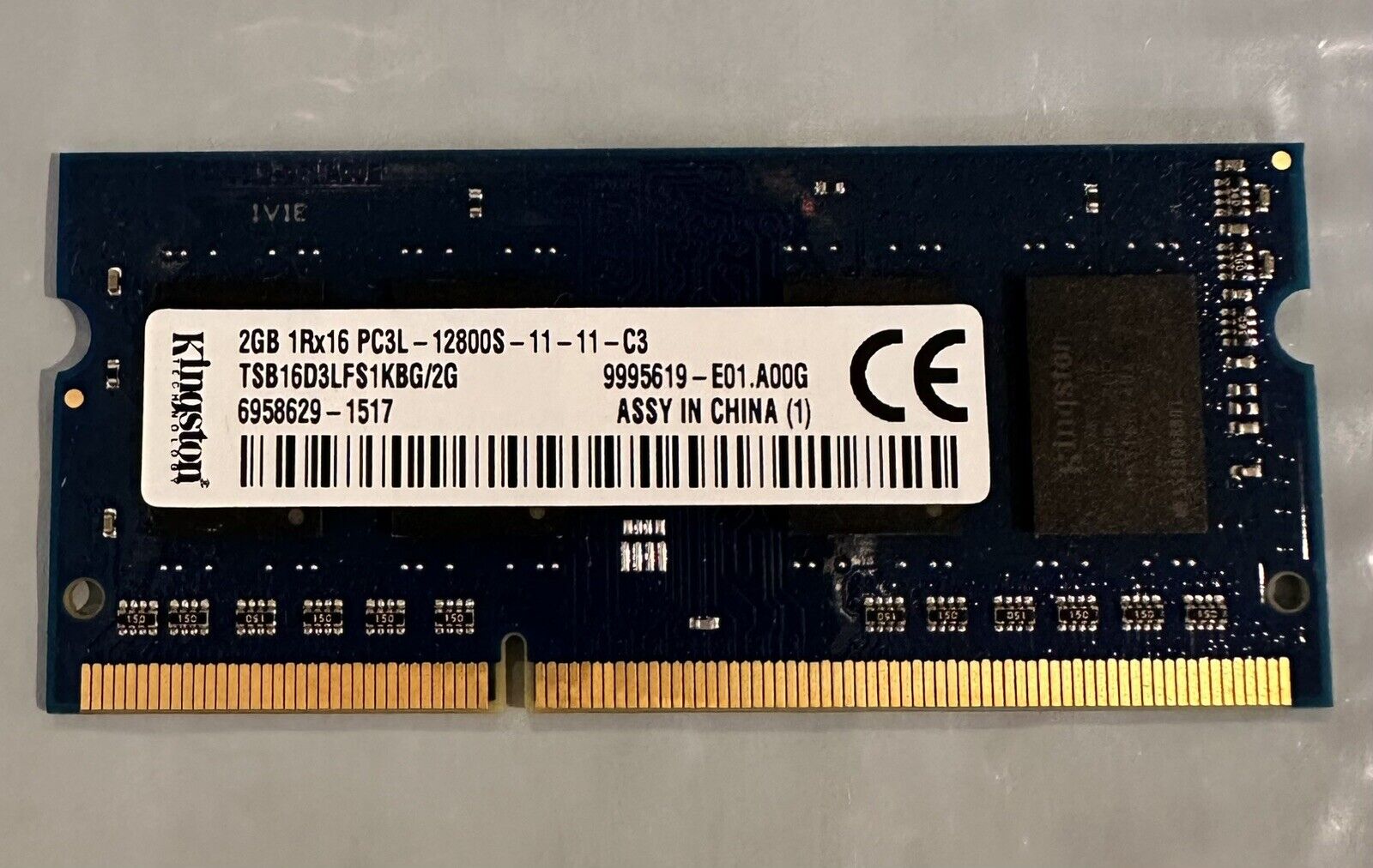 Kingston 2GB 1Rx16 PC3L-12800S DDR3-1600MHz Laptop Memory TSB16D3LFS1KBG/2G
