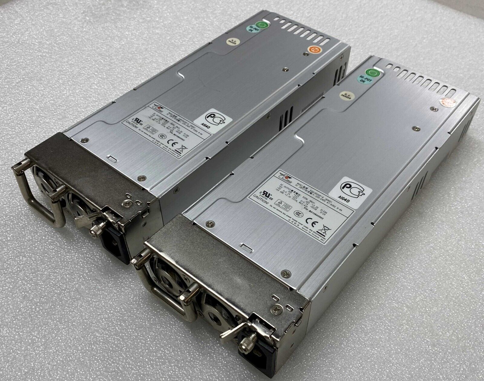Lot of 2x EMACS R2W-6500P-R 1U 500W B010840002 Redundant Power Supply
