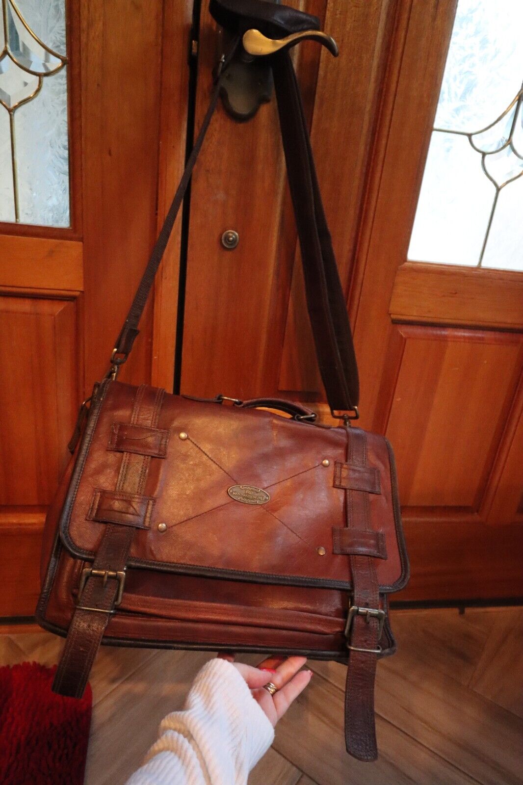 Handmade World Leather Computer Messenger Briefcase Bag 11x15 Vintage Look