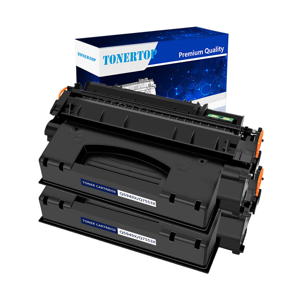 2PK Black Toner Cartridge Q7553X 53X Fit for HP LaserJet P2015 P2015dn M2727 MFP