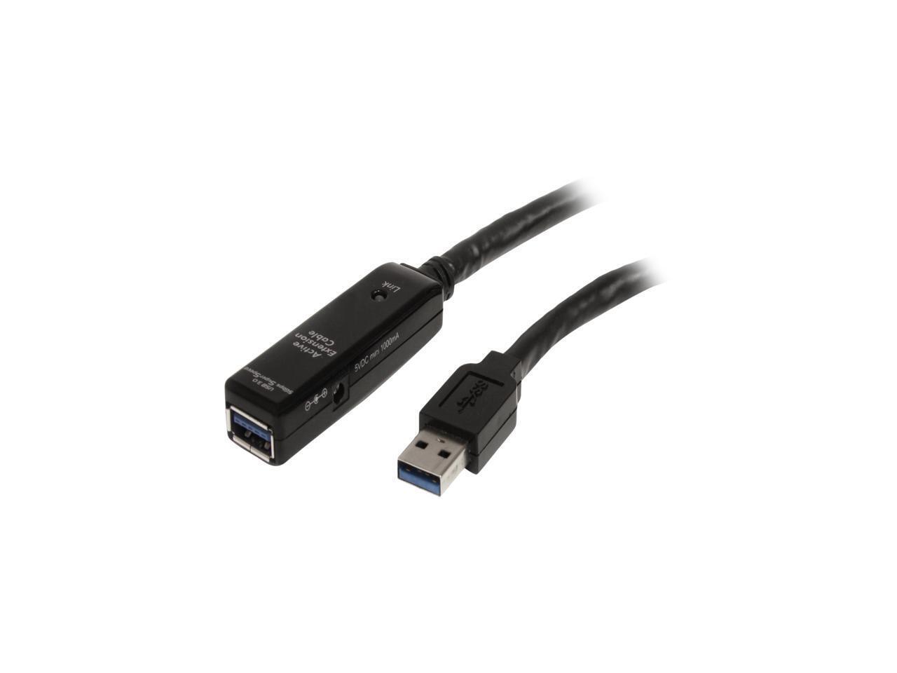 StarTech.com USB3AAEXT5M Black USB 3.0 Active Extension Cable
