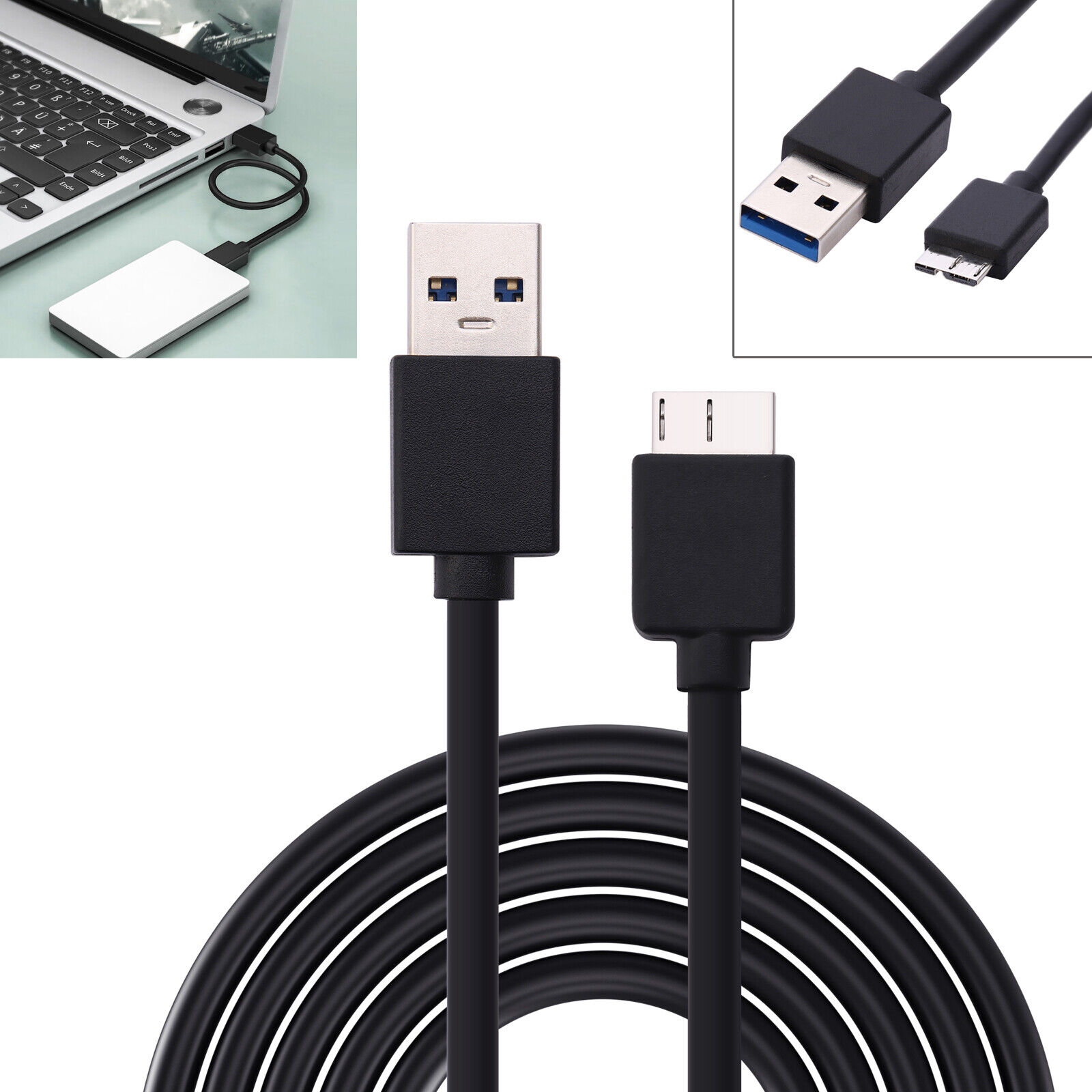1-100Pcs USB 3.0 AM to micro B Mobile Hard Disk Box Data Cable HDD Cable LOT