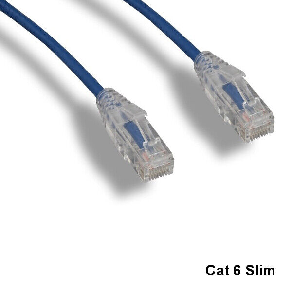 KNTK Blue 3ft Slim Cat6 UTP Ethernet Patch Cord OD 3.6MM 28AWG Networking RJ45