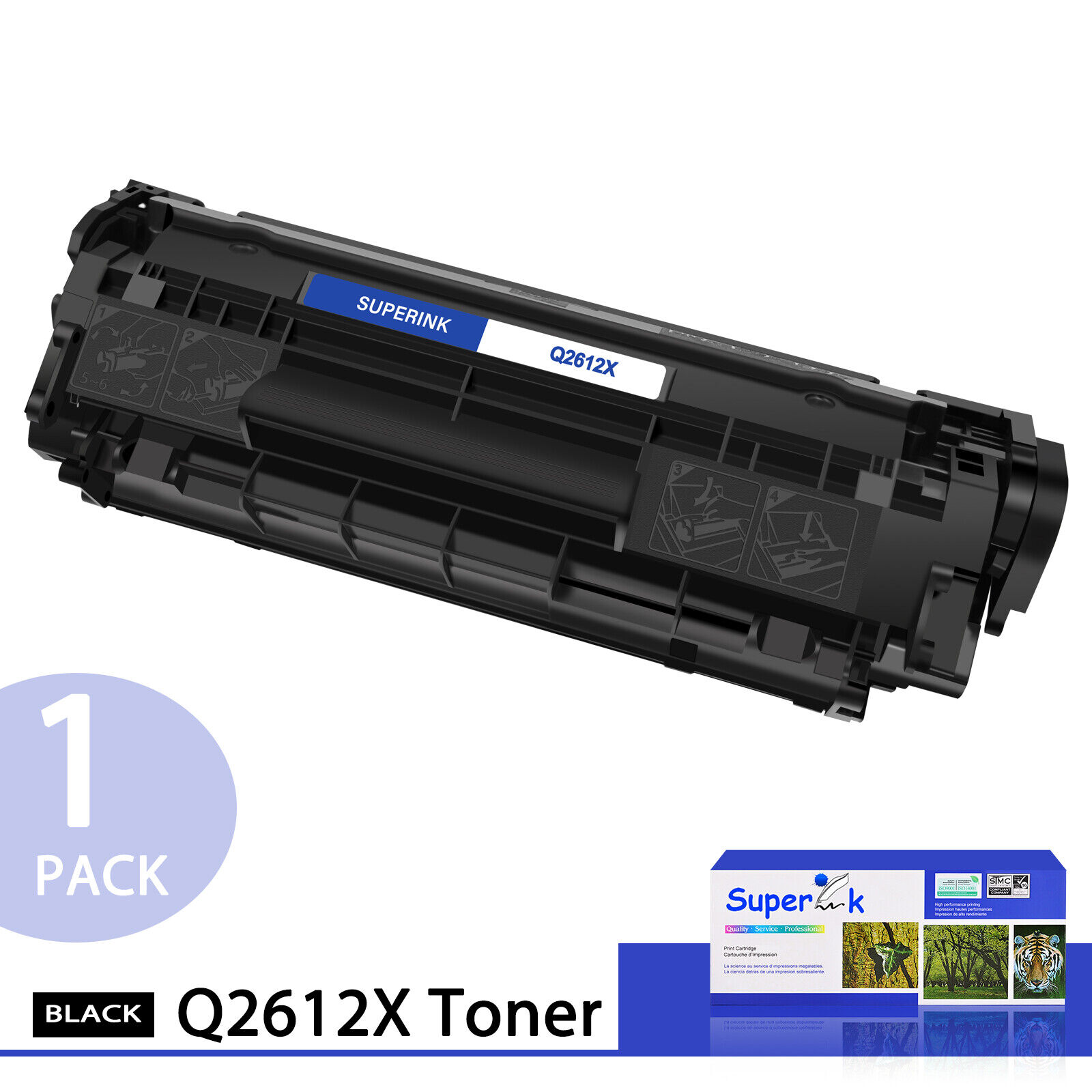 12X Q2612X BK Toner Compatible with HP 12X LaserJet 1010 1018 1022n M1319f 3020 