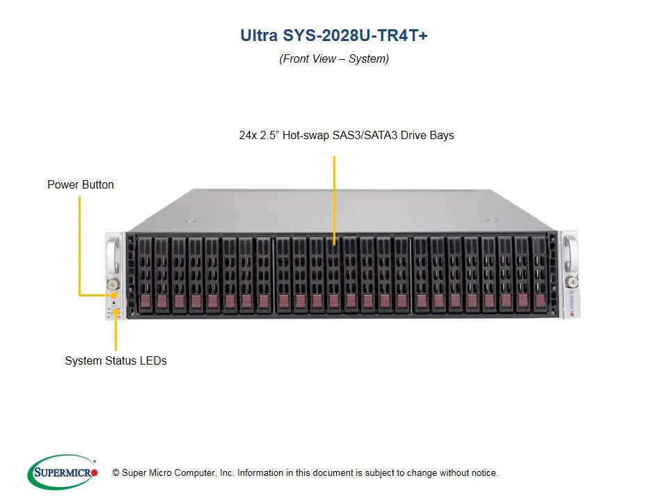 Supermicro SYS-2028U-TR4T+ Barebones Server X10DRU-i+ NEW IN STOCK 5 Yr Wty