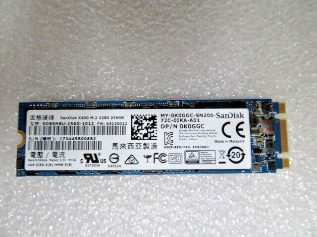 SanDisk X400 M.2 256GB SD8SN8U-1012 | 0K0GGC | 6AK-0C67-A01 | Solid State Drive