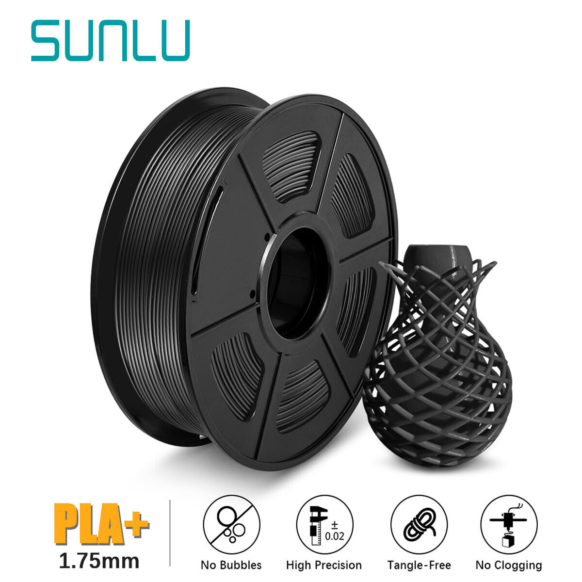 SUNLU PLA+/SILK 3D Printer Filament PLA Plus 1.75mm 1KG +/-0.02mm Multicolor