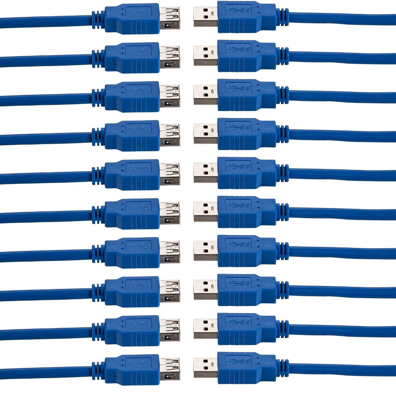 10x 3ft USB 3.0 Extension Cable Type A Male to A Female Extender HIGH SPEED Blue